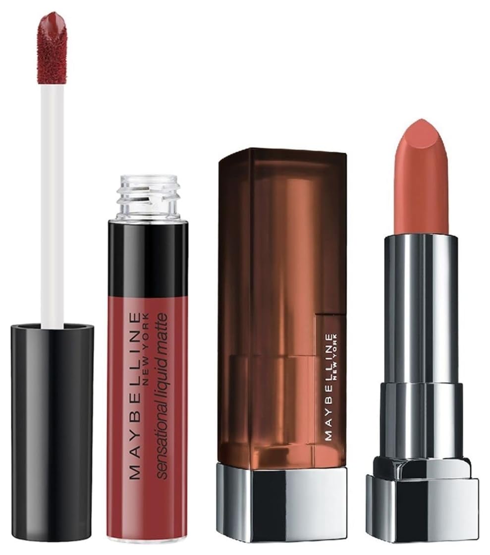 Maybelline New York Sensational Liquid Matte Lipstick 11, Made Easy, 7G. and Maybelline New York Color Sensational Creamy Matte Lipstick, 657 Nude Nuance, 3.9g