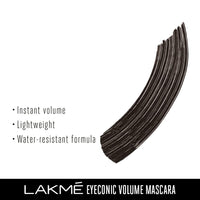 Lakmé Eyeconic Volume Mascara, 8.5ml&Lakmé Eyeconic Black Kajal, Matte Kohl Liner in a Twist Up Pencil - Waterproof, Smudge Proof & Long Lasting Eye Makeup, 0.35 g