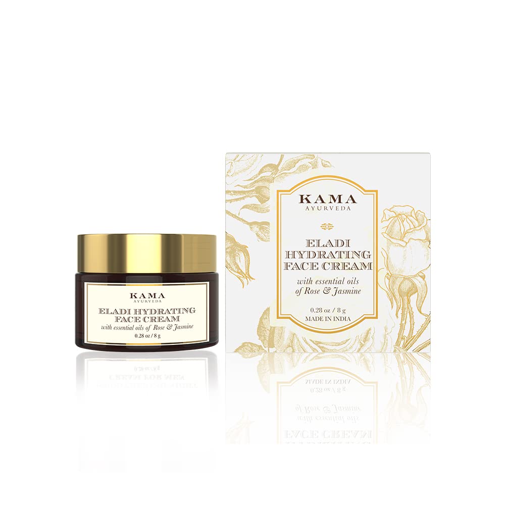 KAMA AYURVEDA ELADI HYDRATING FACE CREAM 8GM & Kama Ayurveda Bringadi Intensive Hair Treatment Oil 50ml - In & Kama Ayurveda Bringadi Hair Conditioner 50gm