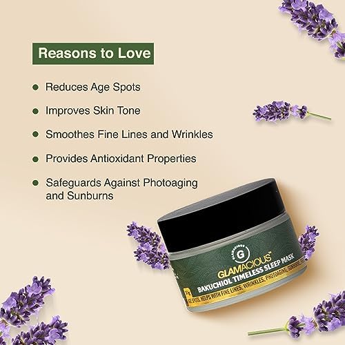 Glamacious Bakuchiol Timeless Sleep Mask(30g) | Anti-Aging & Hydrating Night Mask | Reduces Age Spots & Wrinkles | Improves Skin Tone & Texture | Antioxidant-Rich | Protects Against Sun Damage