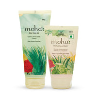 moha: Aloe Vera Gel 200 gm and Herbal Face Wash 100 ML | Face Wash With Goodness Of Neem, Aleovera, Cucumber, Rose Combo Pack