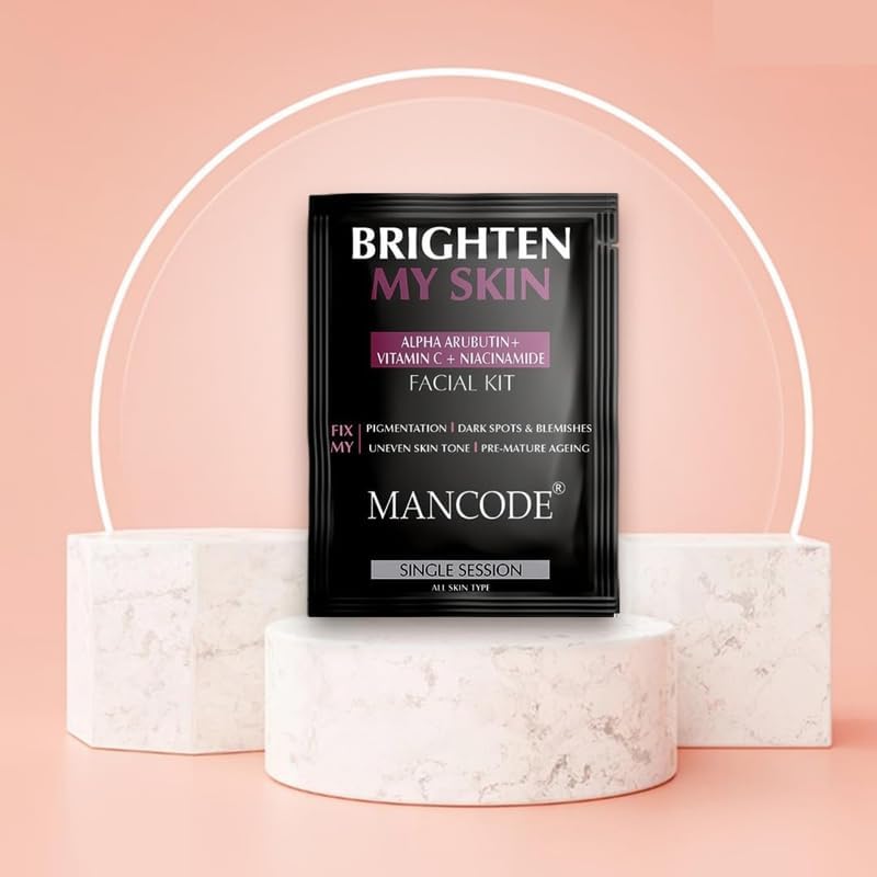 Mancode Brighten My Skin Facial Kit for Men - 2 x 58 G (Pack of 2) | Salon-Like Glowing Skin in 6 Easy Steps | Improves Texture | Instant Glow | Suitable for All Types