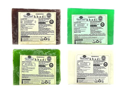 Khadi Pure Almond, Aloe Vera, Apricot & Jasmine Soap, 125 g (Pack of 4)