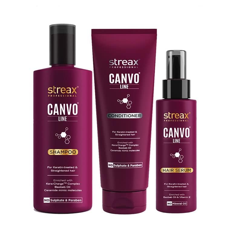Streax Professional Canvoline Hair Care Combo (Streax Canvoline Shampoo 250 ml +Streax Canvoline Conditioner 250 ml) for Straightening Hair