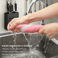 Rachan 11Pack Kitchen Dish Cloths, Reusable Dish Towels, Nonstick Oil Washable Fast Drying, Super Absorbent Coral Velvet Cleaning Cloths for Cleaning Tableware, Kitchen, Bathroom (Pink - green10 x 6