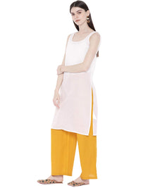 Ada Women's  Hand Embroidered Faux Georgette Lucknowi Chikankari Kurti with Slip