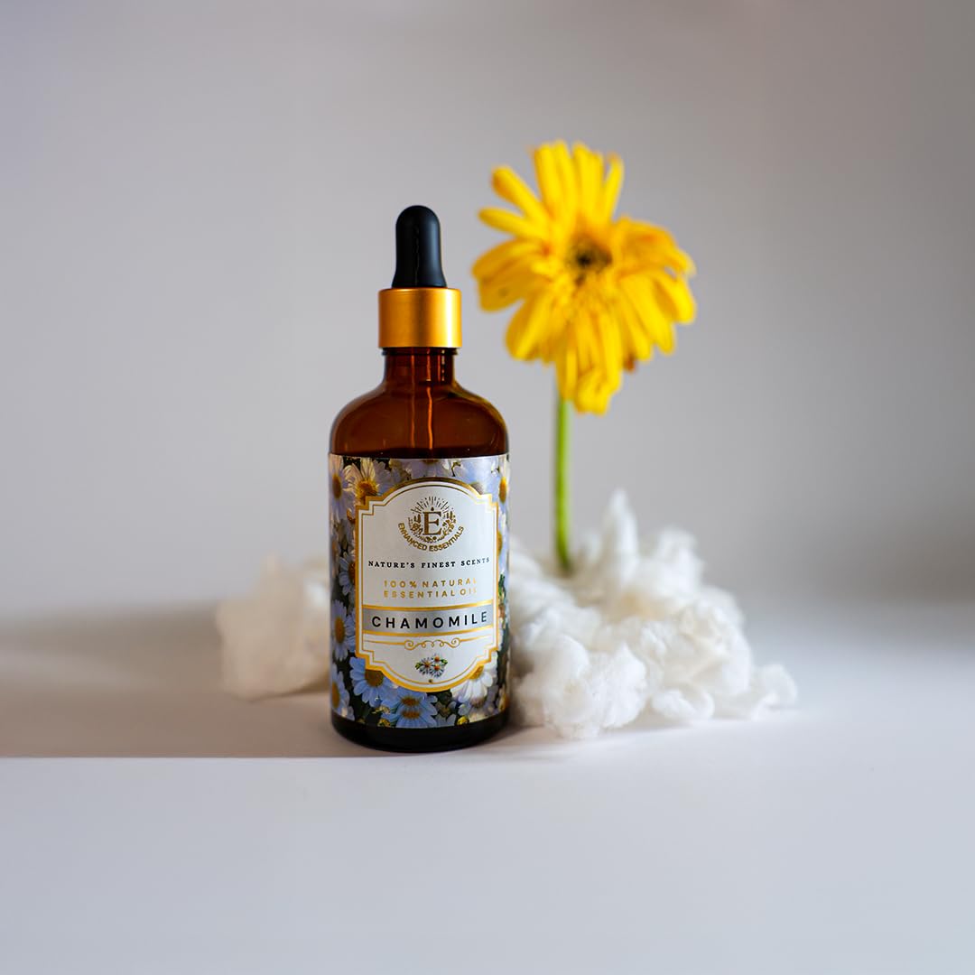 Luxurious CHAMOMILE Essential Oil by Enhanced Essentials|Therapeutic Grade,Organic & Natural |With glass dropper| Ultra Premium and Highly Concentrated Oil for Home Fragrance, Diffusers, Skin care, Aromatherapy, Bath, Massage,Soap and Candle making| 30 ml