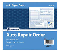Adams Auto Repair Order Forms, 8.5 x 7.44 Inch, 3-Part, Carbonless, 50-Pack, White and Canary (GT3870)