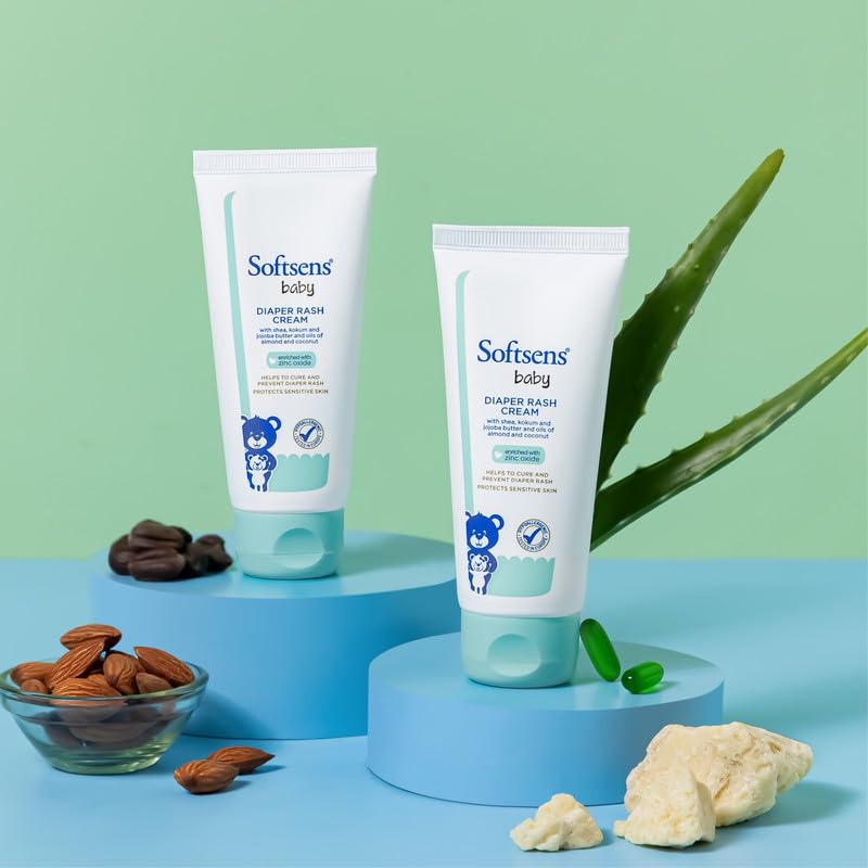 Softsens Baby Natural Diaper Rash Cream, Enriched With Aloe Vera Juice and Shea Butter 50 g (Pack of 2)