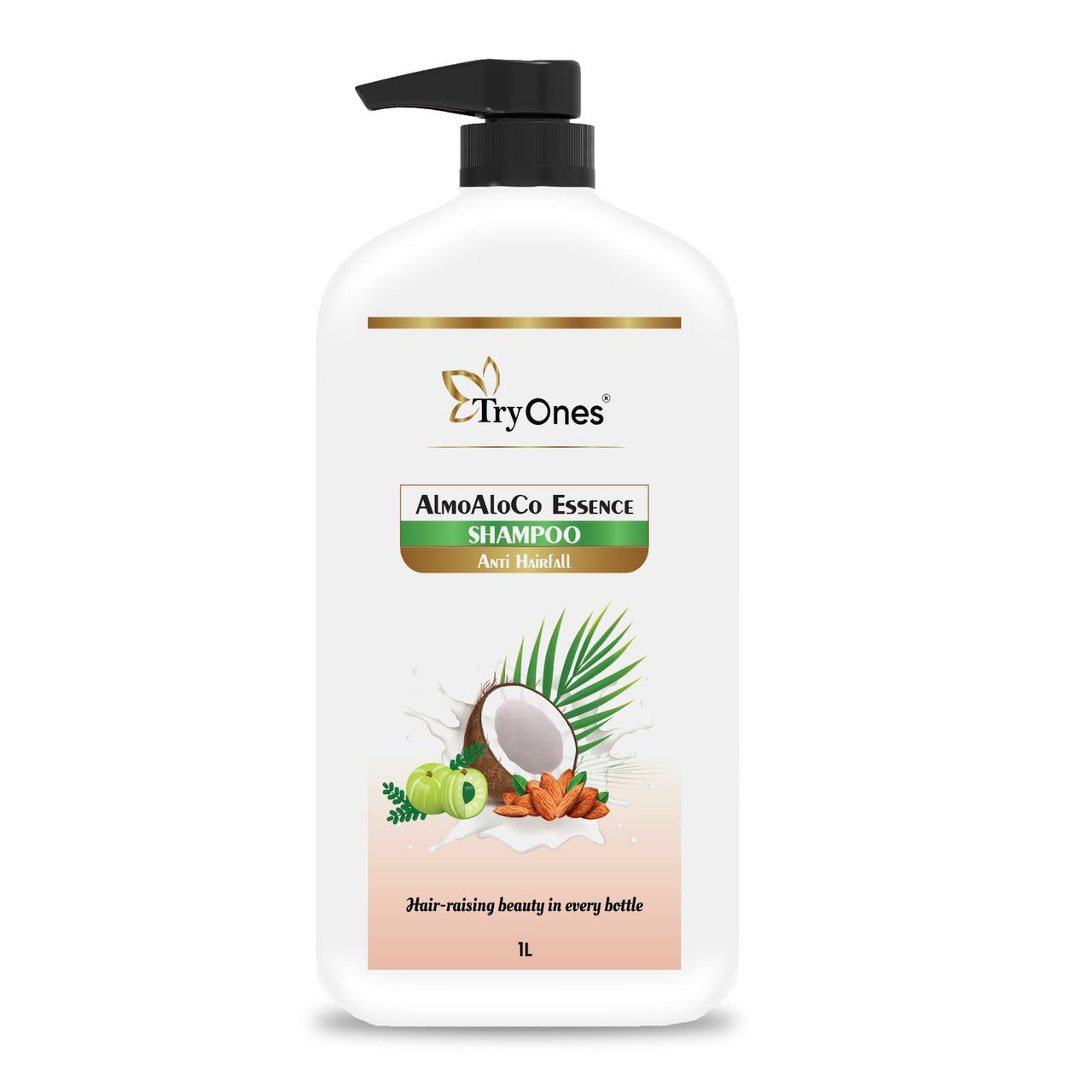 TryOnes_Salon-Quality Shampoo for Vibrant, Healthy Hair_Shampoo_Coconut, Almond & Alovera Shampoo_1L