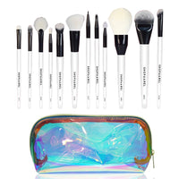 Shopaarel Easy Blendable Essential 12 Brush Professional Makeup Brush Set, Travel Size Cosmetic Brushes Kit for Face Foundation Blush Eye Shadow, Wooden Handle Synthetic Bristle