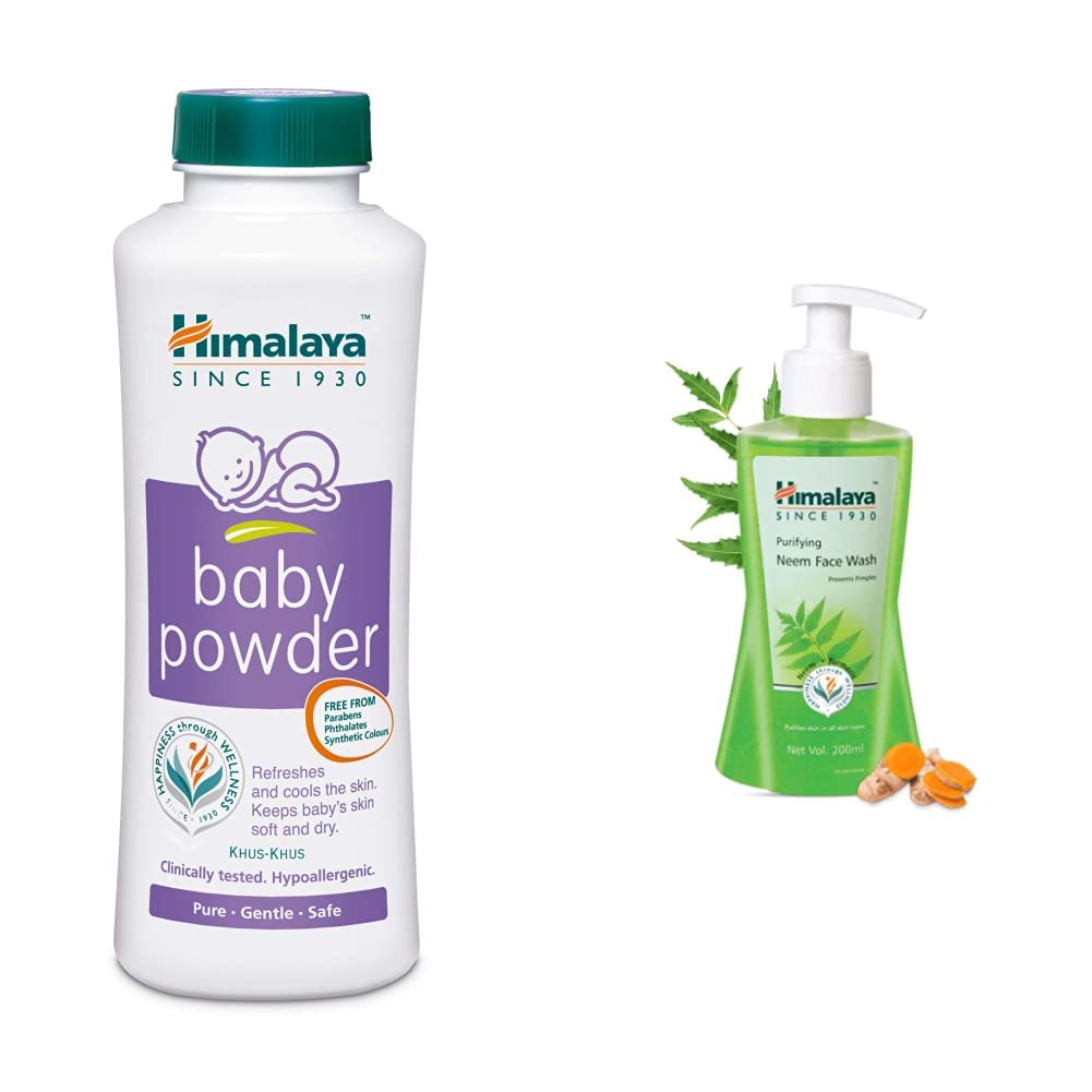 Himalaya Baby Powder (400g) & Himalaya Herbals Purifying Neem Face Wash, 200ml