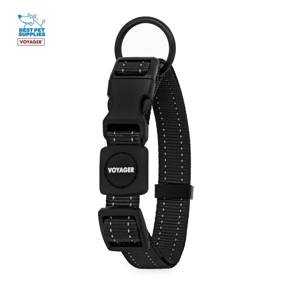 Voyager Reflective Dog Leash Collar Set with Neoprene Handle Supports Small, Medium, and Large Breed Puppies, Cute and Heavy Duty for Walking, Running, and Training - Black, S Leash Collar Set (Black) Leash Collar Set (5/8")