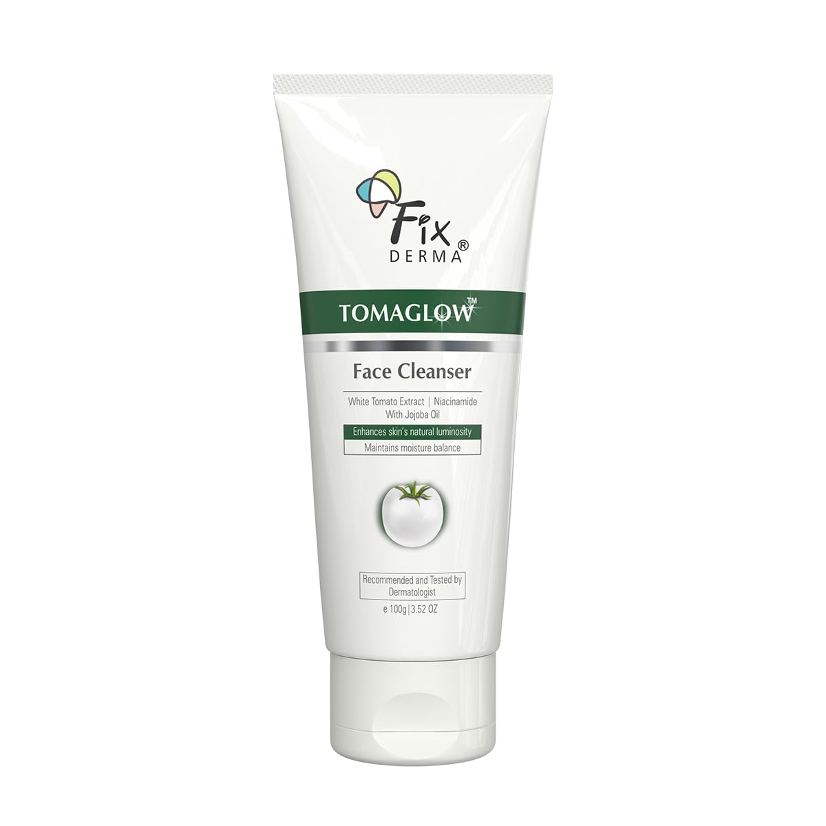Fixderma Tomaglow Face Cleanser with White Tomato Extract, 2% Alpha Arbutin, 4% Niacinamide Tan Removal and Skin Brightening - 100 gm