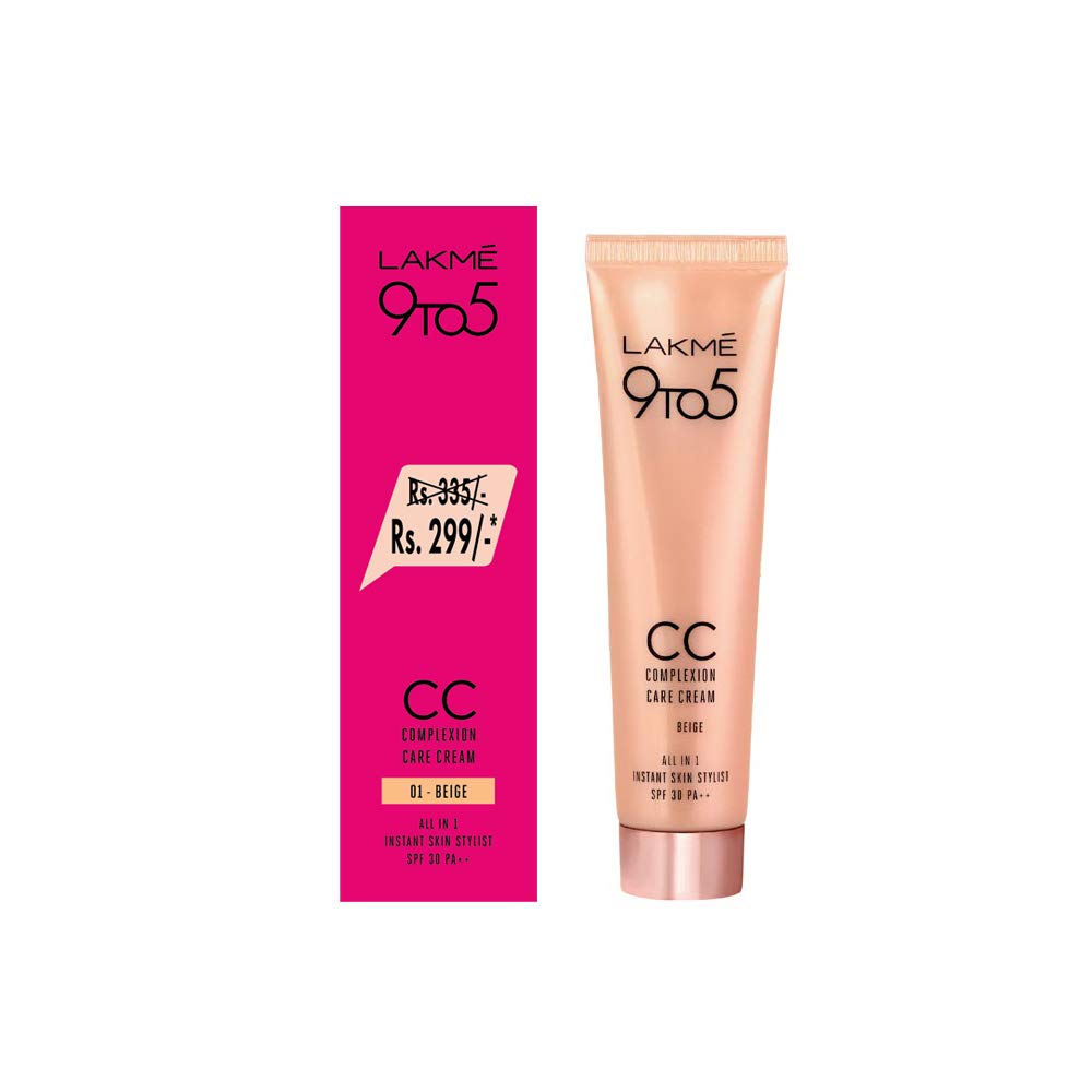 Lakmé Sun Expert Tinted Sunscreen 50 Spf, 100 G & Lakmé 9 To 5 Complexion Care Face Cc Cream for All Skin Type, Beige, Spf 30, Conceals Dark Spots & Blemishes, 30 G