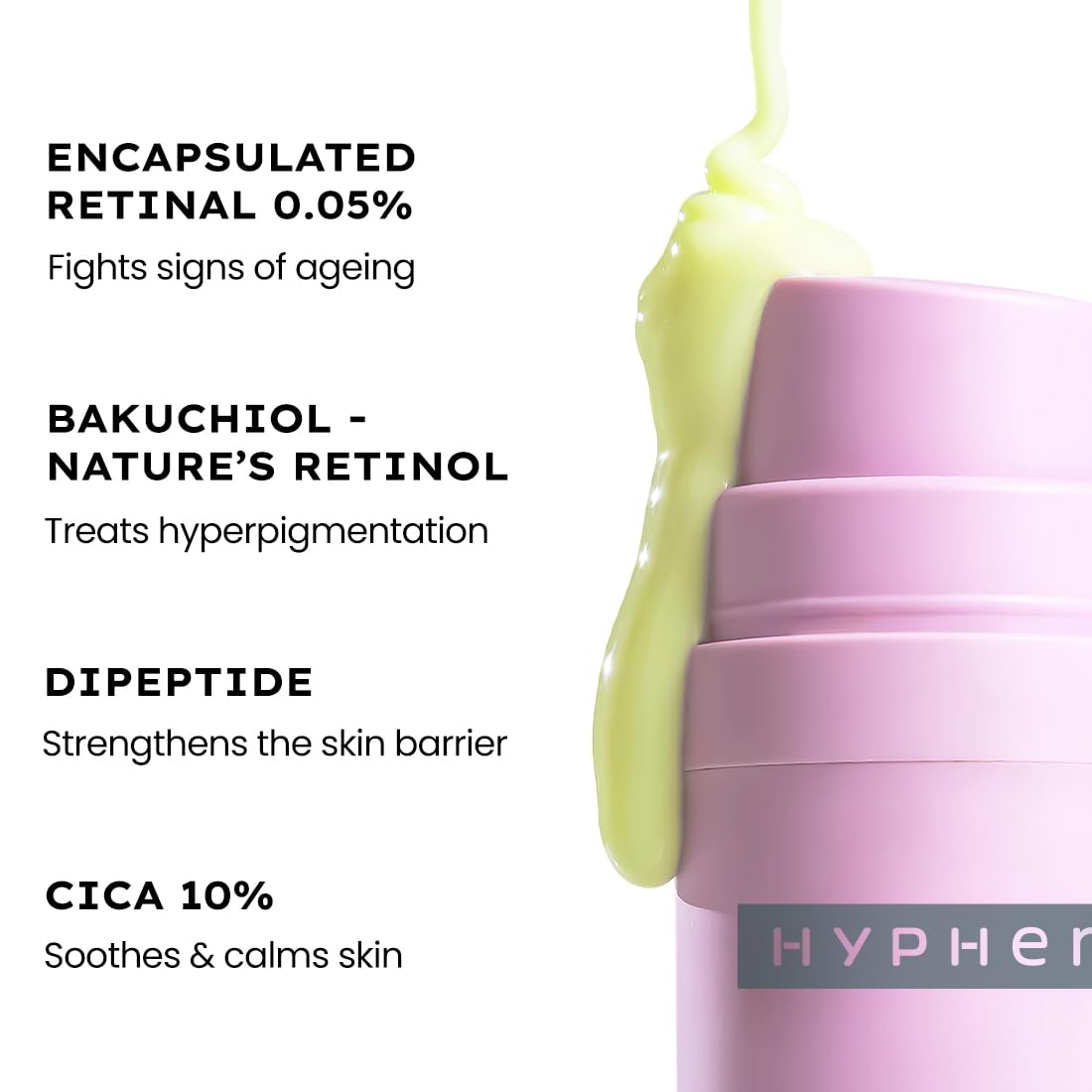 Hyphen 0.05% Retinal Reset Serum | 30% More Effective than Retinol Serum | Anti Ageing Reduces Fine Lines & Wrinkles Night Face Serum For Beginners | Serum for Women | Boosts Collagen & Brightens Skin- 30 ml