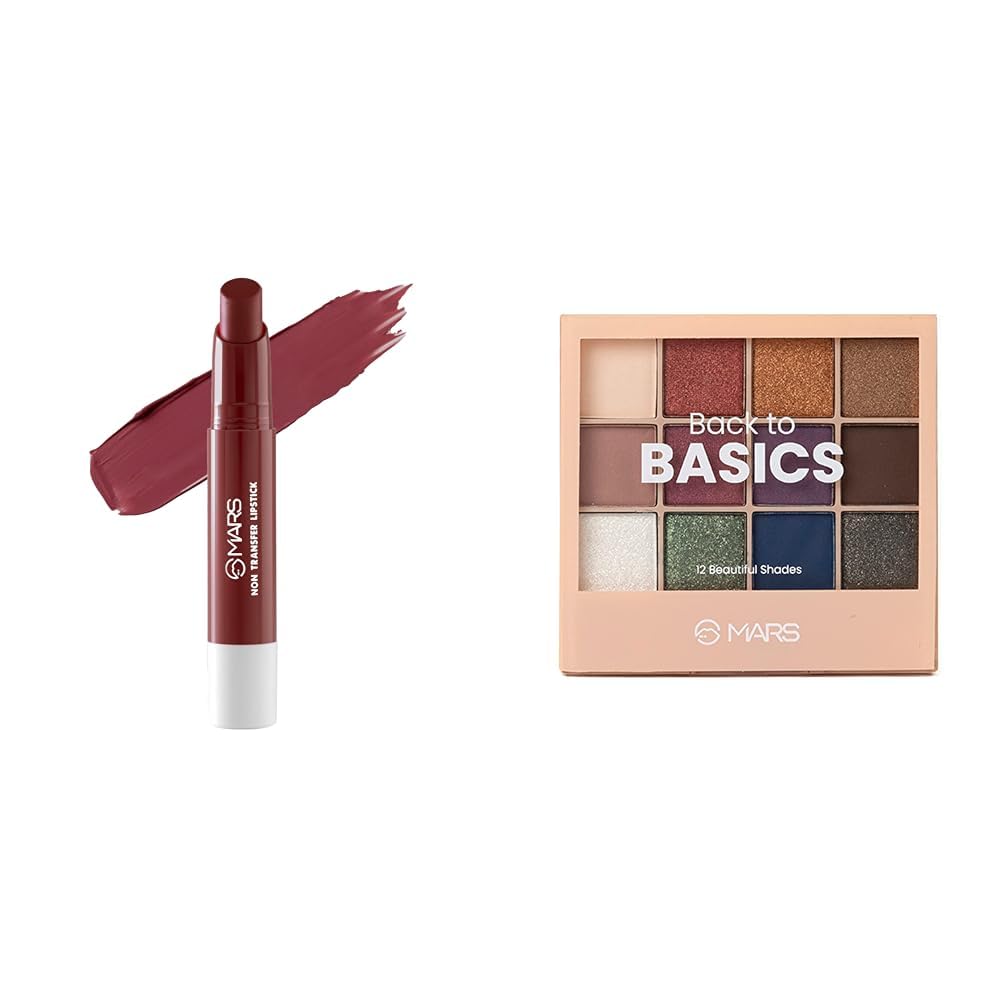 MARS Matte Super Stay Lipstick Lipstick for Women (2.6 gm) (13-DESTINY) 12 Shades Back to Basics Eyeshadow Palette with Free Applicator (14.4 gm) (Shade-01)