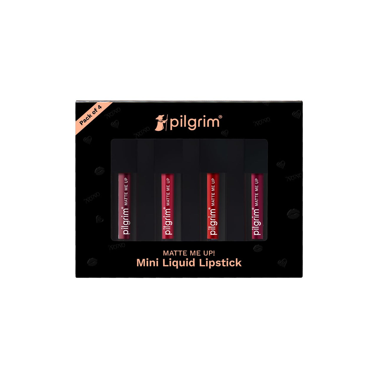 Pilgrim Matte Mini Liquid Lipstick 4 in 1 Pack Smudgeproof, Hydrating & Lightweight (Bold Mistress, 4 ml)