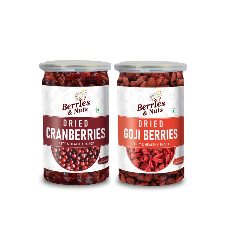 Berries And Nuts Dried Cranberries & Gojiberries Combo | Cranberry 200 Grams & Gojiberry 160 Grams