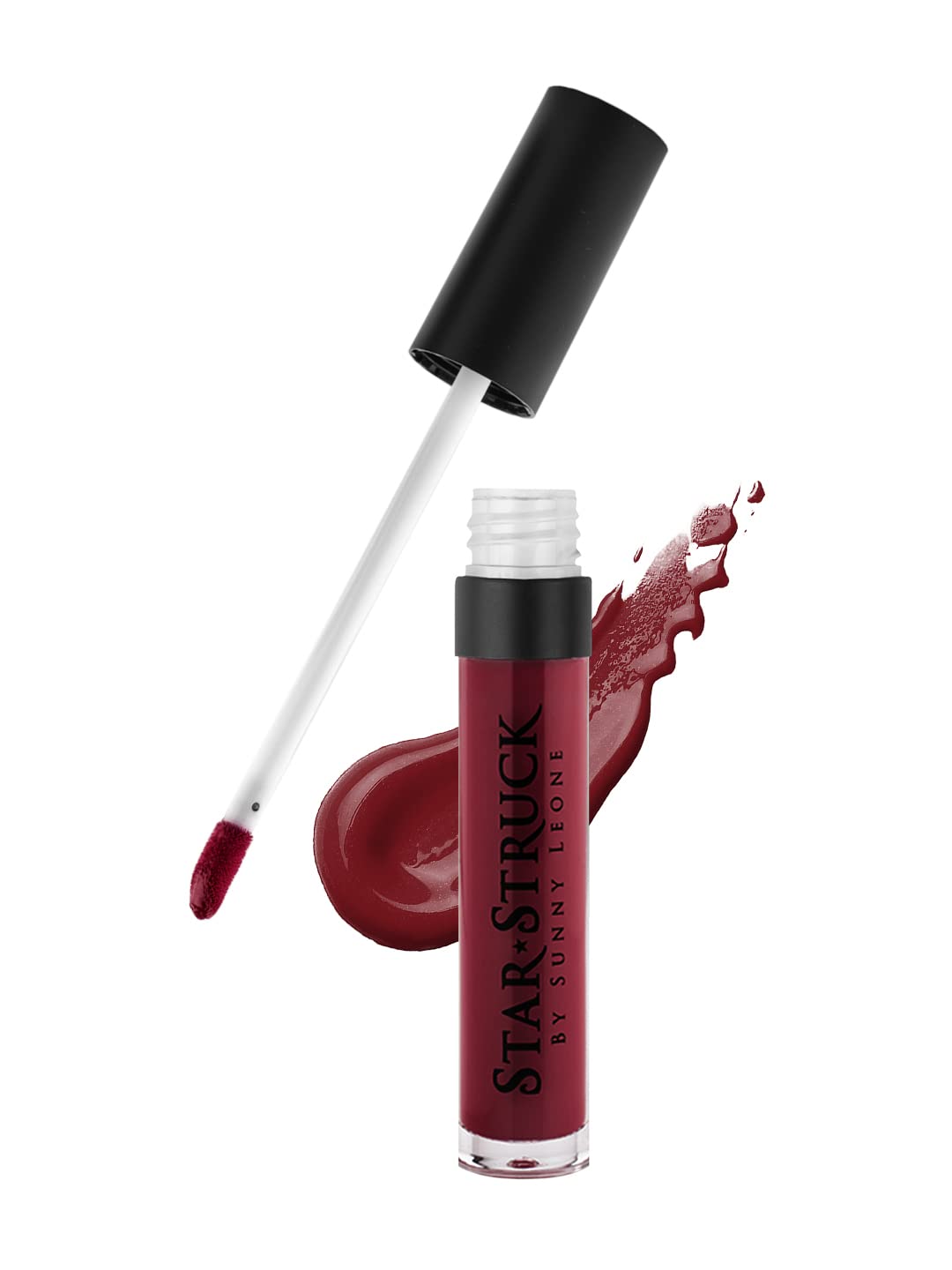 STARSTRUCK BY SUNNY LEONE Glossy Liquid Lip Color, Dark Maroon | Highly Pigmented, Hi-Shine & Non-Sticky Formula | Lip Gloss For Girls, Women | Starry Night