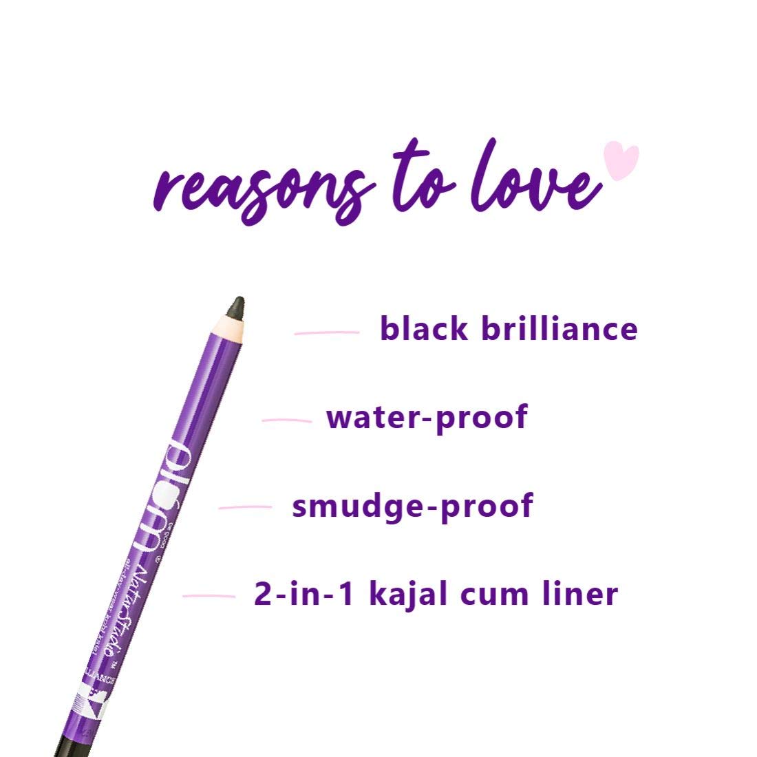Plum Naturstudio All-Day-Wear Kohl Kajal, Matte Finish Black Brilliance With Free Sharpener, Smudge-Proof, Waterproof, 2-In-1 Eyeliner + Kajal Makeup, 1.2G (Pack of 2)