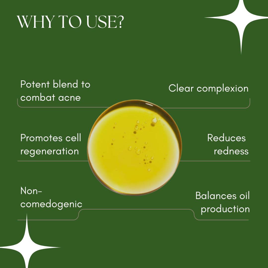 EcoBerry Neem Tamanu Anti Acne Serum for Oily & Acne Prone Skin, Blemishes, Moisturizing, Organic, Natural, Paraben Free, Preservative Free, Vegan