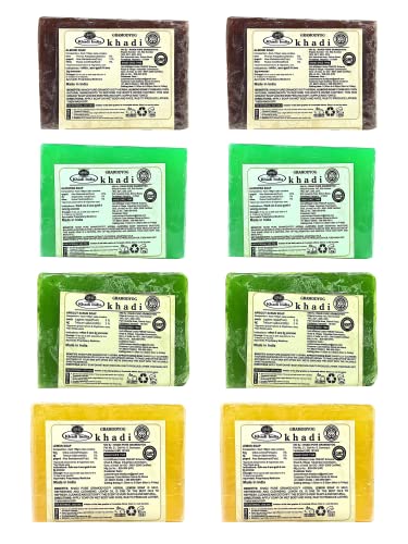 Khadi Pure Almond, Aloe Vera, Apricot & Lemon Soap, 125 G (Pack of 8)