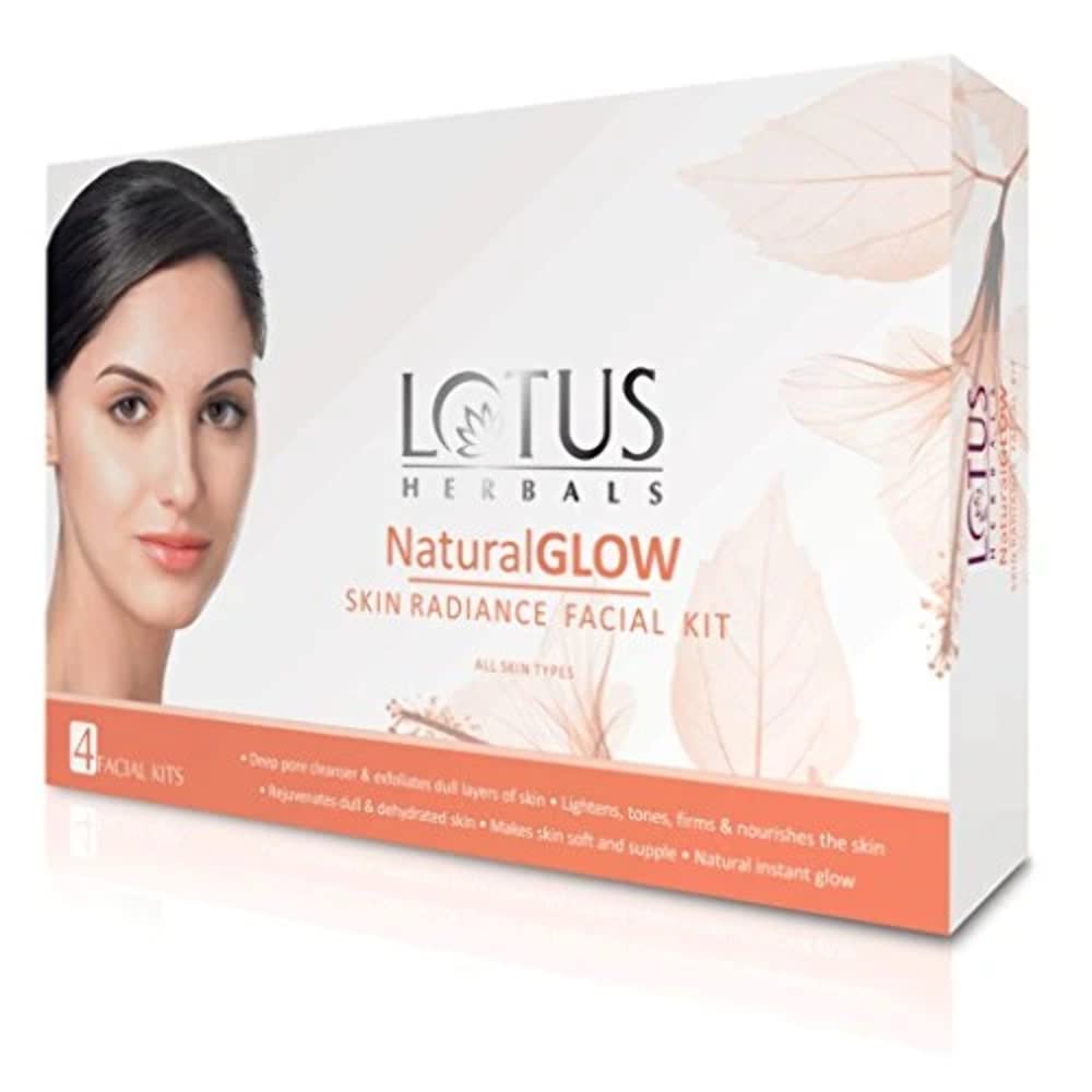 Lotus Herbals Natural Glow Skin Radiance 4 in 1 Facial Kit | Deep Pore Cleansing | Skin Lightening & Hydrating | 200g