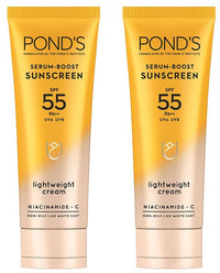 POND's  Serum Boost Sunscreen For All Skin Types Prevent And Fade Dark Patches 50G&Serum Boost Sunscreen, The Power Of Spf 55 And Niacinamide-C Serum 100G,Pack Of 1
