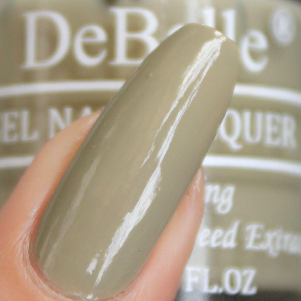 DeBelle Gel Nail Polish Olive Jade(Pastel Olive Green Nail Paint)|Non UV - Gel Finish |Chip Resistant | Seaweed Enriched Formula| Long Lasting|Cruelty and Toxic Free| 8ml