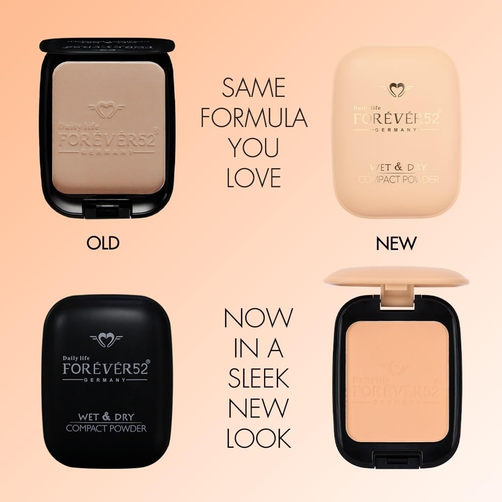 Forever52 Daily Life Dual Wet and Dry Compact With Sponge and Mirror (12g - Honey), Natural