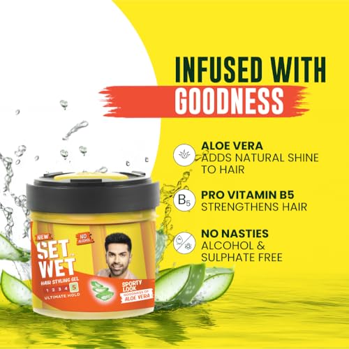 Set Wet Styling Hair Gel for Men - Sport Extreme, 250gm | Extreme Hold, High Shine |For Short to Medium Hair| No Alcohol, No Sulphate
