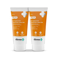 The Derma Co 1% Hyaluronic Sunscreen Aqua Gel SPF 50 PA++++ I For Oily, Dry, Acne-prone Skin | Ultra Lightweight Texture | Non-Greasy, No White Cast | Broad Spectrum Protection & Blue Light Protection | For Men & Women | 80 g x 2