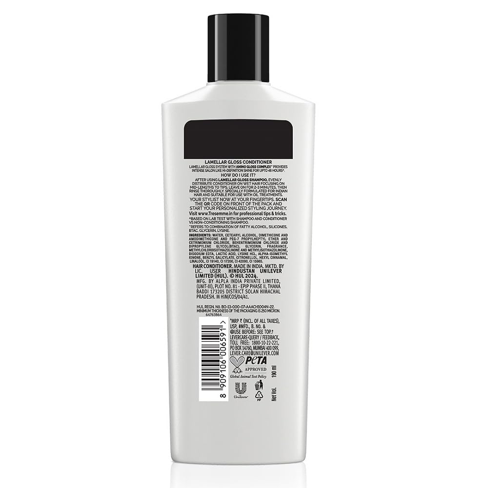 TRESemme Lamellar Gloss Conditioner 190 ml With Amino Gloss Complex| Salon-Like Glossy Hair| Shiny and Smooth Hair