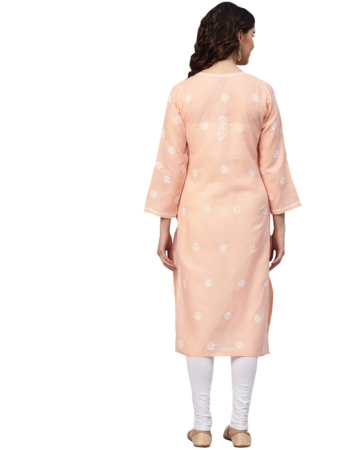 Ada Hand Embroidered Lucknowi Chikankari Ethnic Wear Cotton Kurta Kurti Tunic for Women