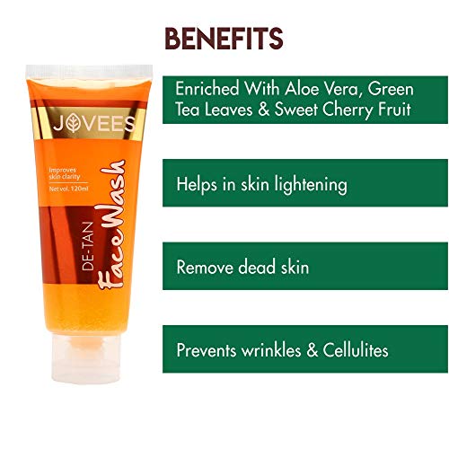 Jovees Herbal Face Care Combo | De-Tan Facewash 120ml, Scrub 100ml, Pack 100g, Lotion 60ml | Tan Removal