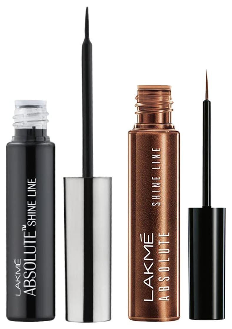 Lakmé Absolute Shine Liquid Shimmery Eye Liner - Black, 4.5Ml And Shimmer Bronze, 4.5Ml