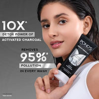 POND's Bright Miracle Detox Facewash | 10X Power Of Activated Charcoal| For Deep Cleaned Skin | Reveals Glow, Pollution Clear Face Wash, 100Gm