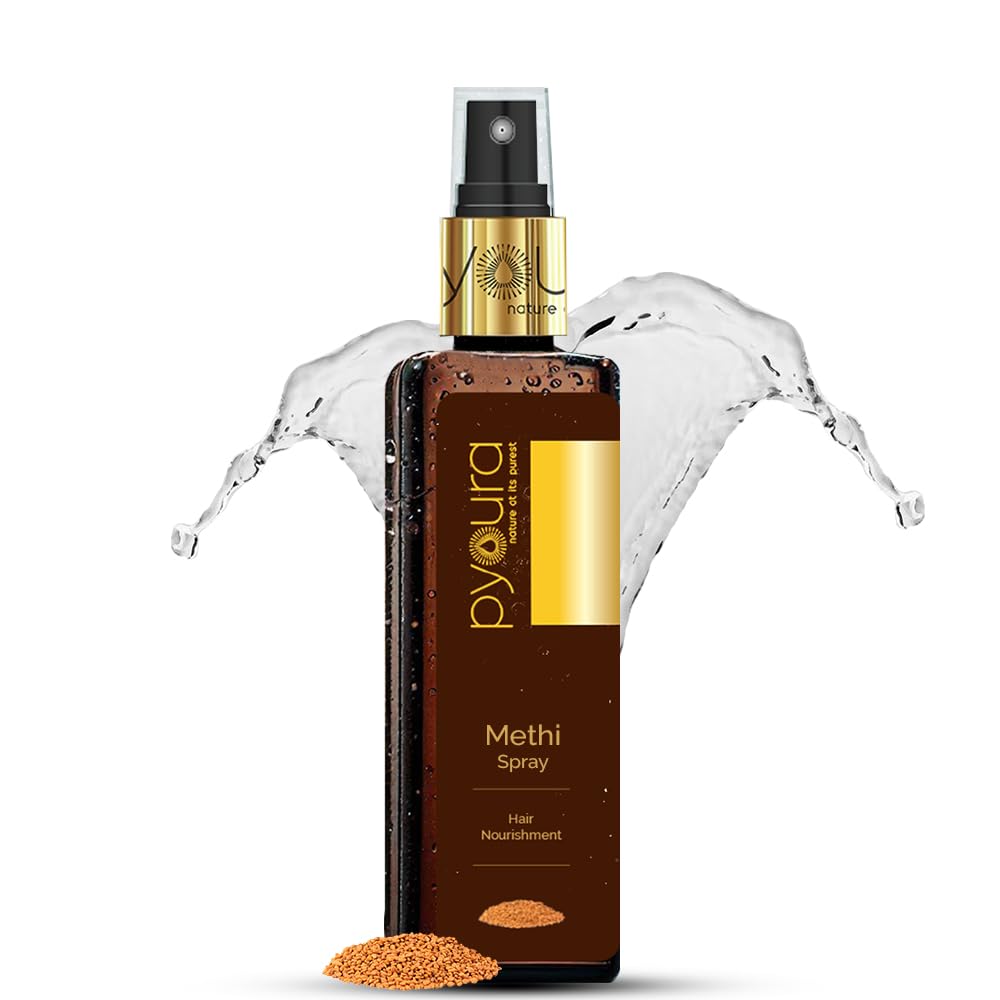 PYOURA Non-oily Methi Frizzy Hair Serum Mist 100ml, Hair Conditioner For Dry Frizzy Hair, Serum for Soft and Shiny Hair, Revives Damaged Hair, Ayurvedic Natural Herbal spray serum for dandruff