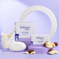 Softsens Baby Moisturizing Milk Soap Bar Enriched with Natural Milk Cream & Shea Butter I Dermatologically Tested & Paraben Free for Baby Skin-(9 Soaps x 100g) (Pack of 3)
