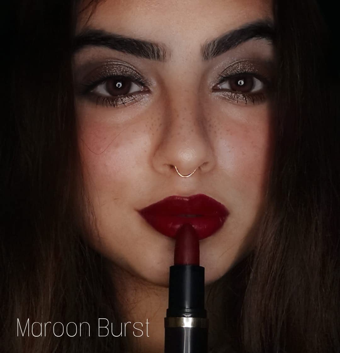 Iba Pure Lips Moisture Rich Lipstick for Women- A72 Maroon Burst, 4g | High Glossy, Creamy Finish & Smooth Texture| Hydrated Lips | Enriched with Vitamin E, Coconut Oil & Shea Butter | Intense Colour & Highly Pigmented | Lip Makeup