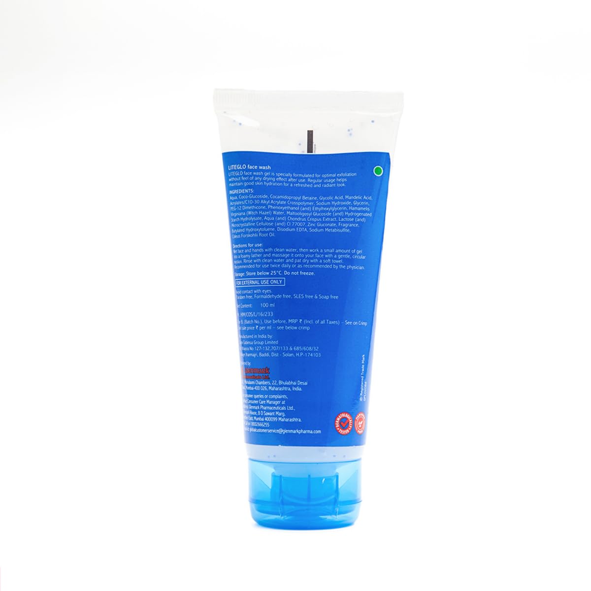 Lite Glo Face Wash for Combination Skin - Contains Vitamin C, Glycolic Acid and Mandelic Acid, Helps with optimal exfoliation, prevents dryness of skin, gives gentle cleanse | Protects, Nourishes and Repairs Skin | Paraben and SLES Free