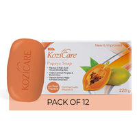 Kozicare Papaya Soap | Dark Spot Remover & Glowing Skin | Kojic Acid, Olive Oil & Papaya Extract | Moisturizing for Face & Body | Natural Brightening Papaya Soap for Men & Women – 75gm (Pack of 12)
