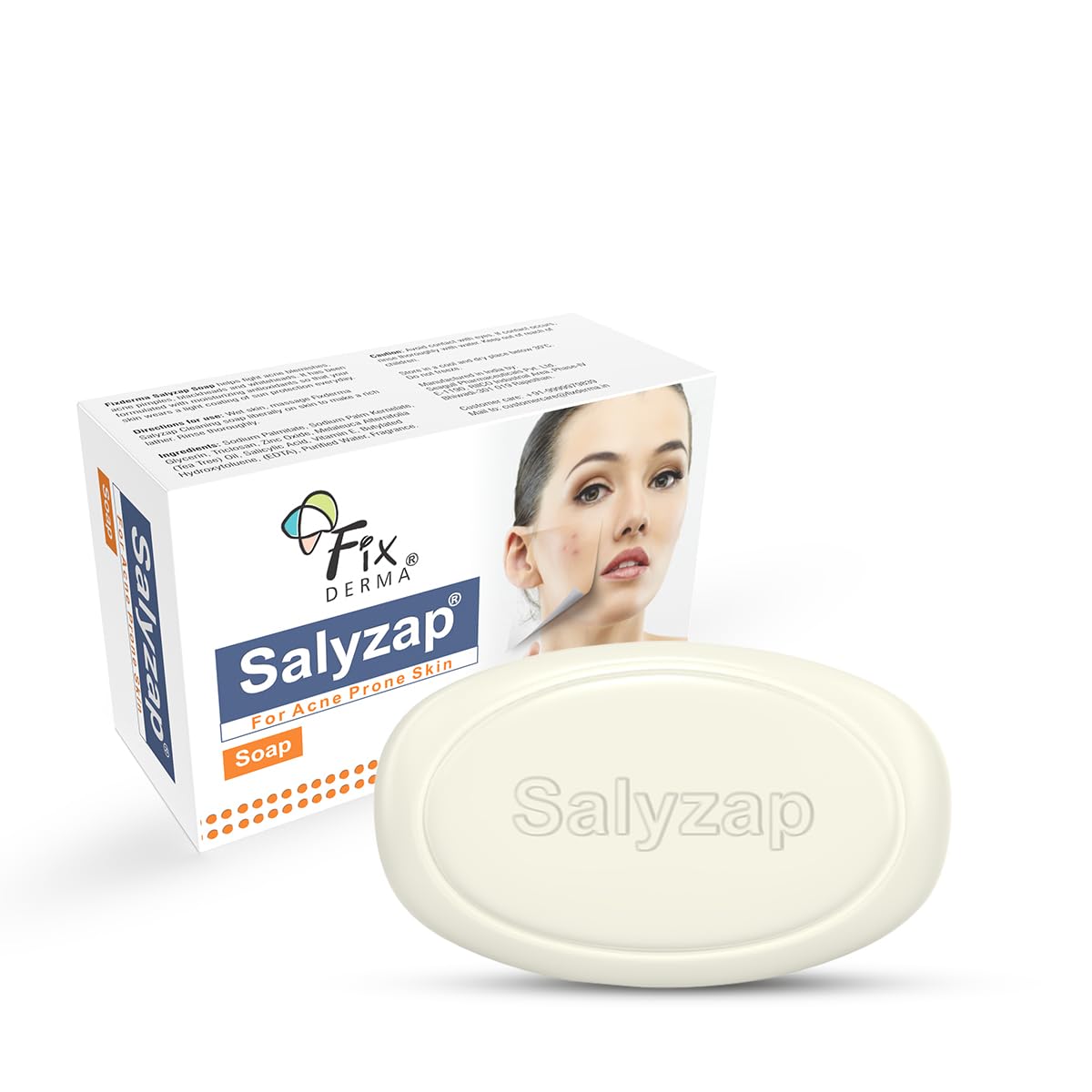 Fixderma Salyzap Soap with Salicylic Acid, Tea Tree Oil & Vitamin E | Acne Soap for Acne-Prone & Oily Skin (75, Salicylic Acid)