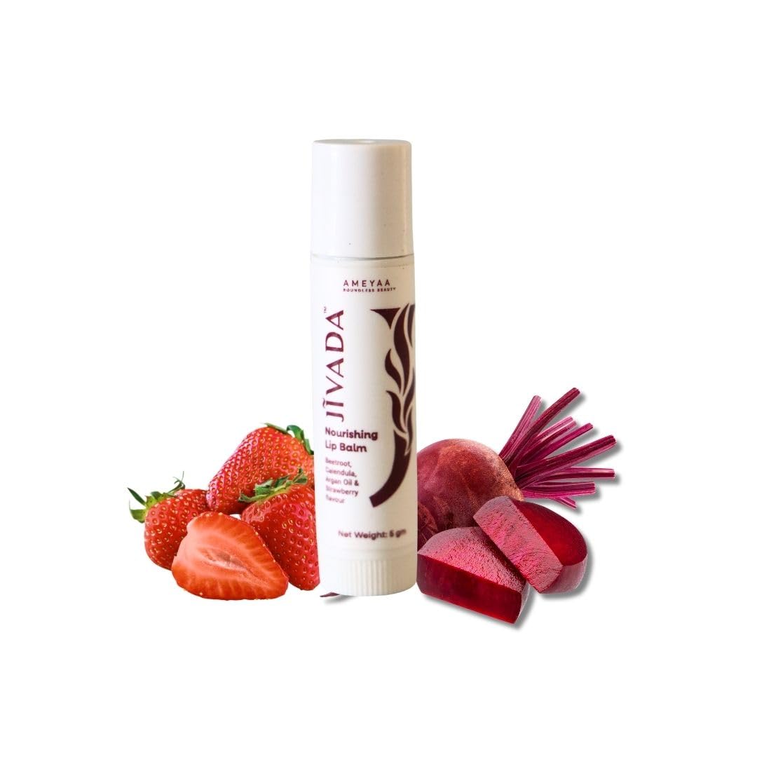 Jivada Tinted Lip Balm with SPF for Dry, Dark & Chapped Lips | 12-Hour Hydration | Beetroot, Shea Butter & Vitamin E | Brightening, Glossy, Non-Sticky | Men & Women | Soft Glossy Finish | Paraben, Sulphate-Free | 5g
