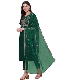 SIRIL Women's  Velvet Embroidery Straight Kurta Set with Dupatta