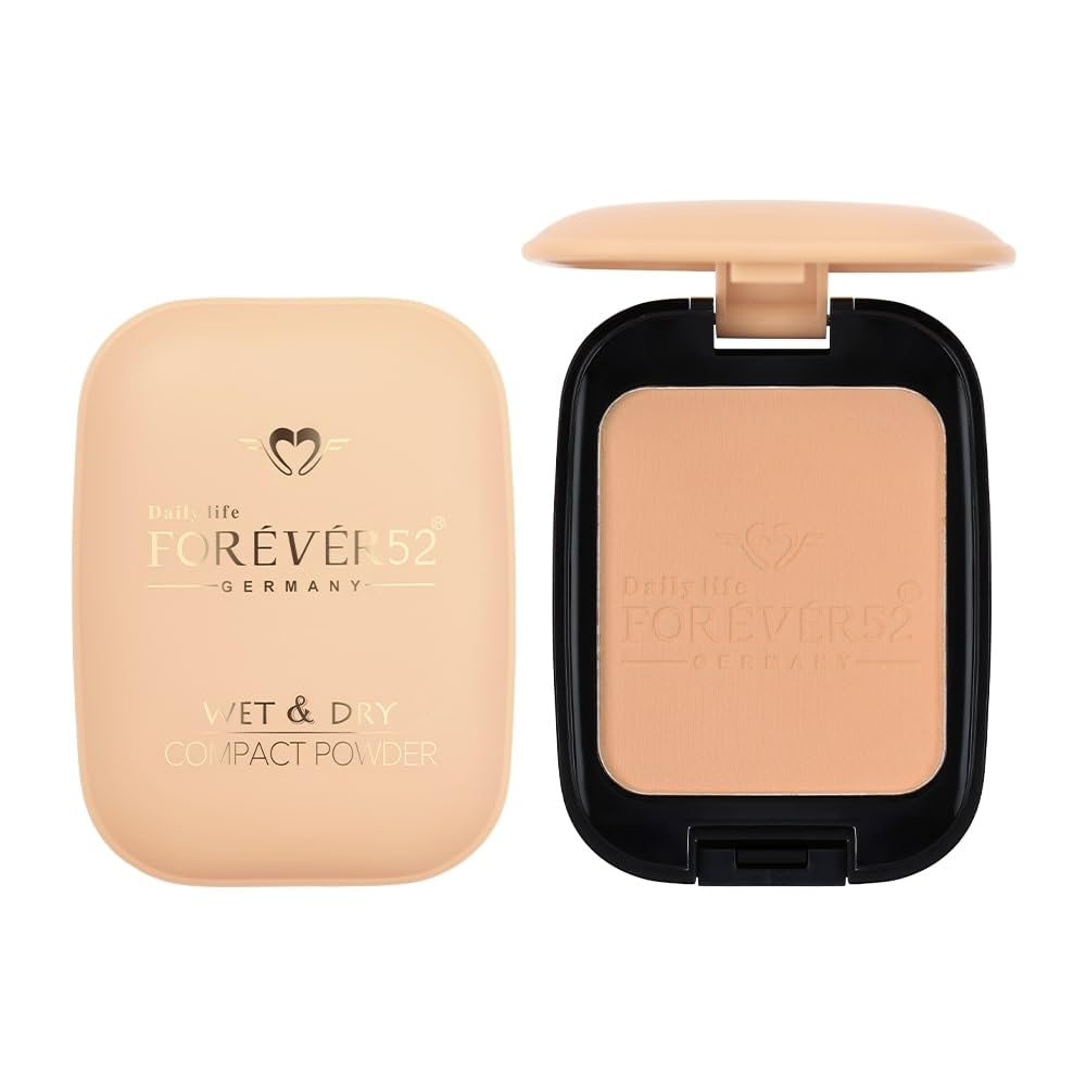 Forever52 Daily Life Dual Wet and Dry Compact With Sponge and Mirror (12g - Honey), Natural