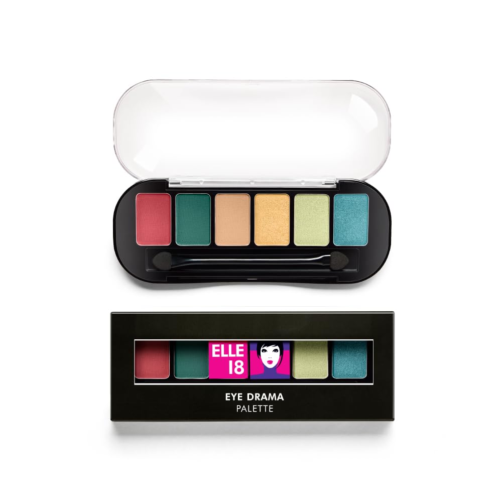 Lakmé Elle18 Shimmery Eyedrama Powder Palette 01Sassy, 1 Count,Multicolor