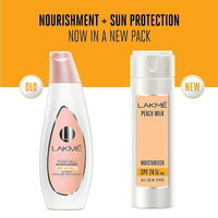 LAKMÉ Peach Milk Face Moisturizer SPF 24 PA++ 120ml, Daily Light Sunscreen Lotion With Vitamin C For Glowing Skin, Sun Protection For Women Of Oily Skin (Pack Of 2)