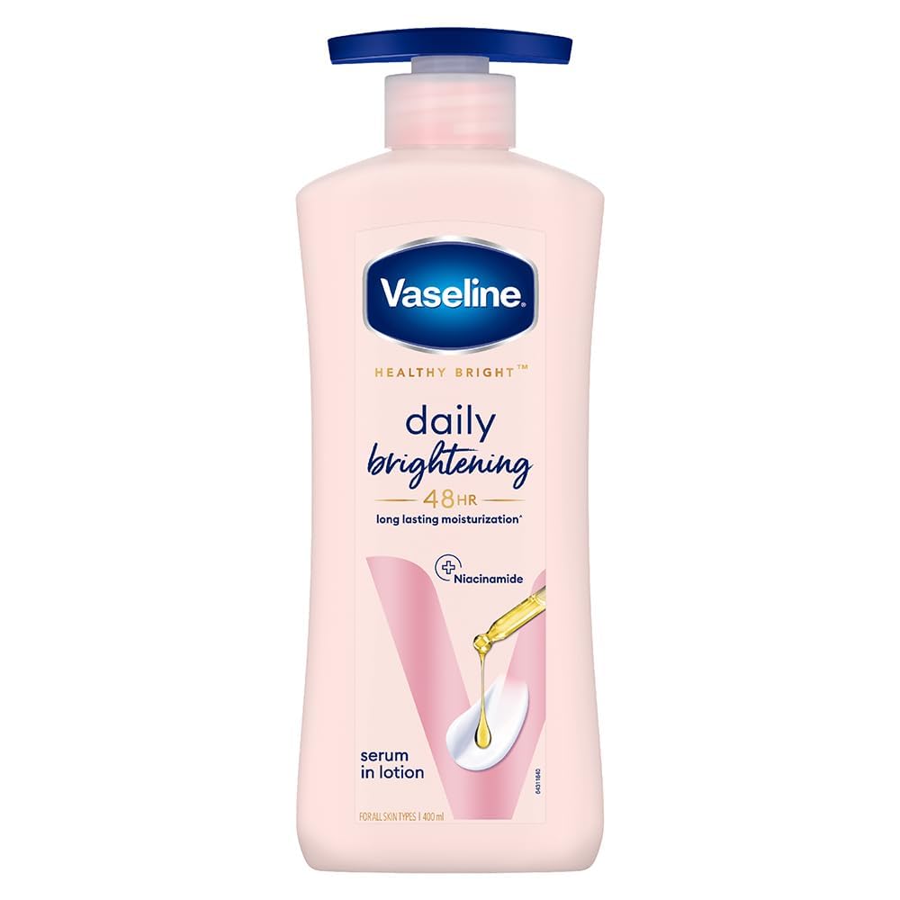 Vaseline Healthy Bright Body Lotion 400ml, Daily Brightening Body Moisturizer with Sunscreen for Dry Skin, Lotion for Non-Greasy Glowing Skin